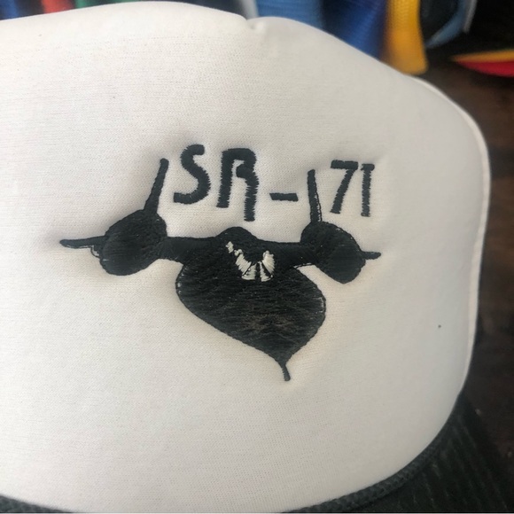 Vintage 80s Streetwear SR 71 mesh “blackbird” rope mesh Snapback Trucker Hat - Picture 3 of 8